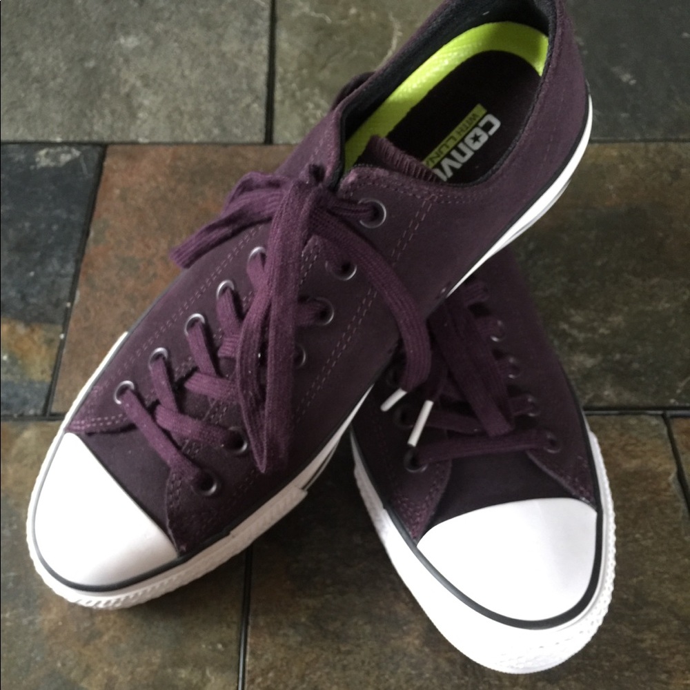 Converse low tops with Lunarlon purple/eggplant